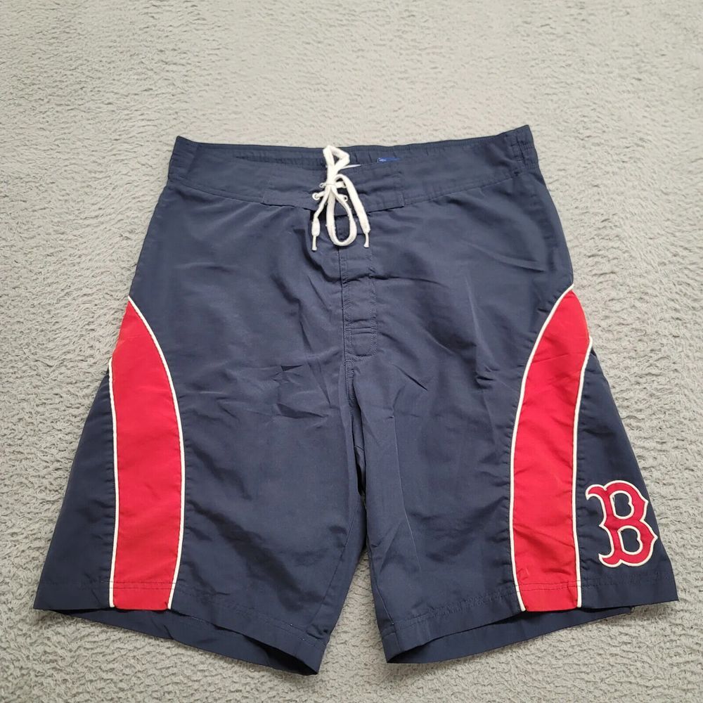 Boston Red Sox Shorts‎ Mens Large Blue Lined Swim NBA Baseball Logo Outdoors